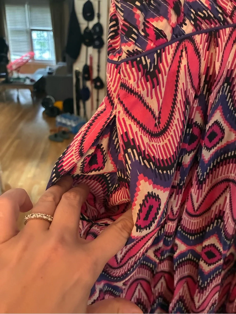 Tory Burch Pink and Blue Geometric Midi Sundress